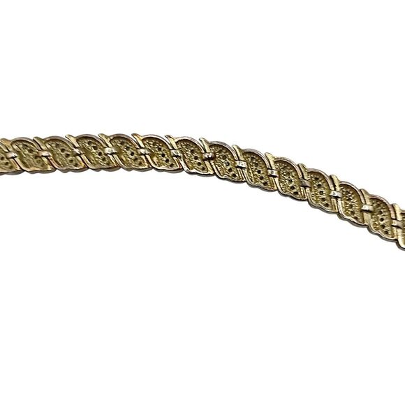 Gold Over Sterling Silver Diamond Bracelet Taiwan FAS Vintage 90s Twist Design - Picture 5 of 16